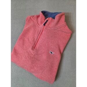 Vineyard Vines Men's Red Heather Quarter Zip Pullover Sweatshirt Whale Logo M